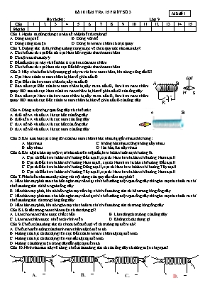 Bộ đề kiểm tra 15 phút số 3 môn Vật lý Lớp 9  Học kì 1 (Có đáp án)